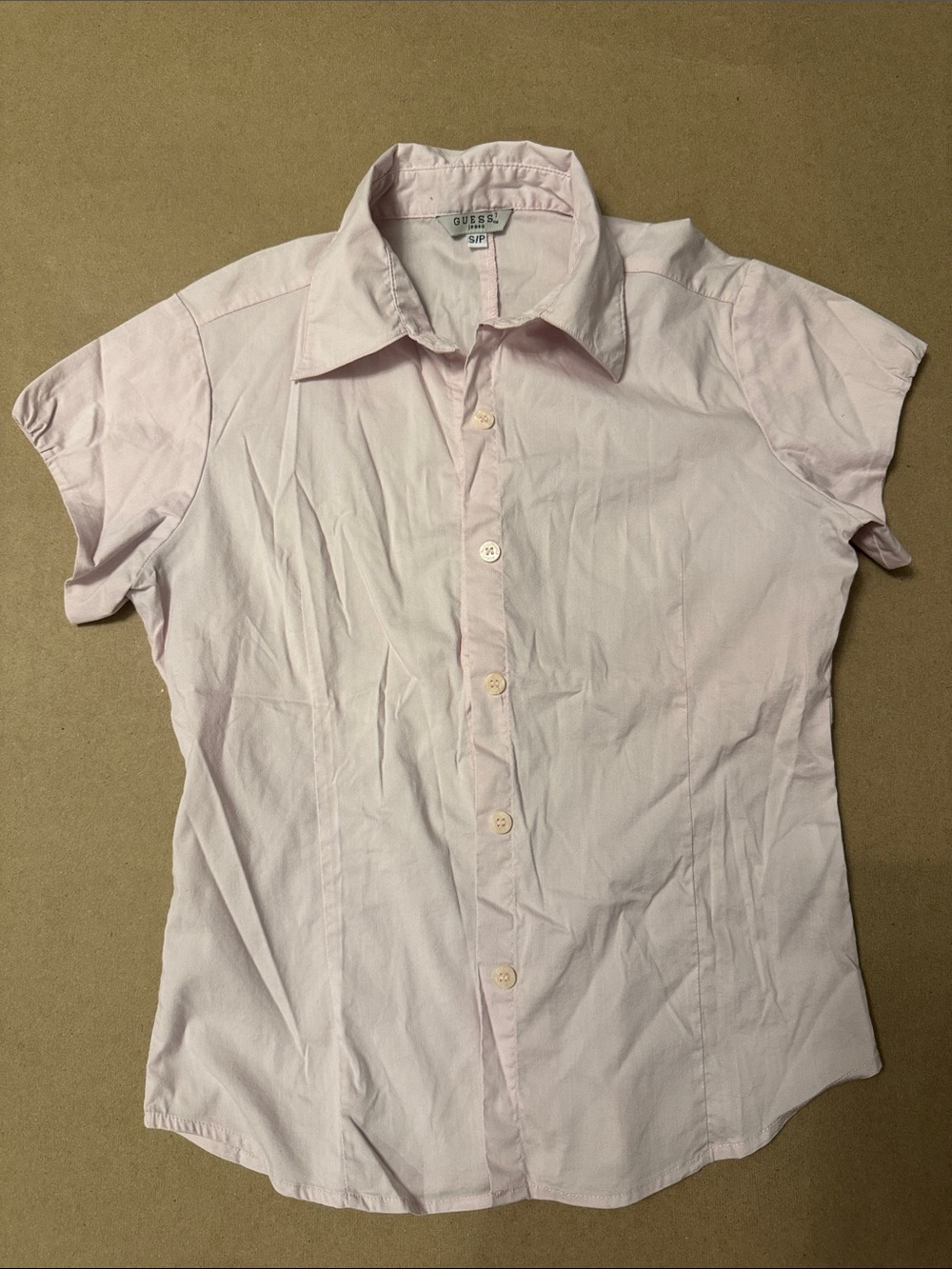 Guess Pale Pink Short-Sleeve Button-Down Shirt